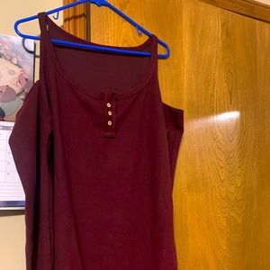 Off shoulder long sleeve shirt with front buttons